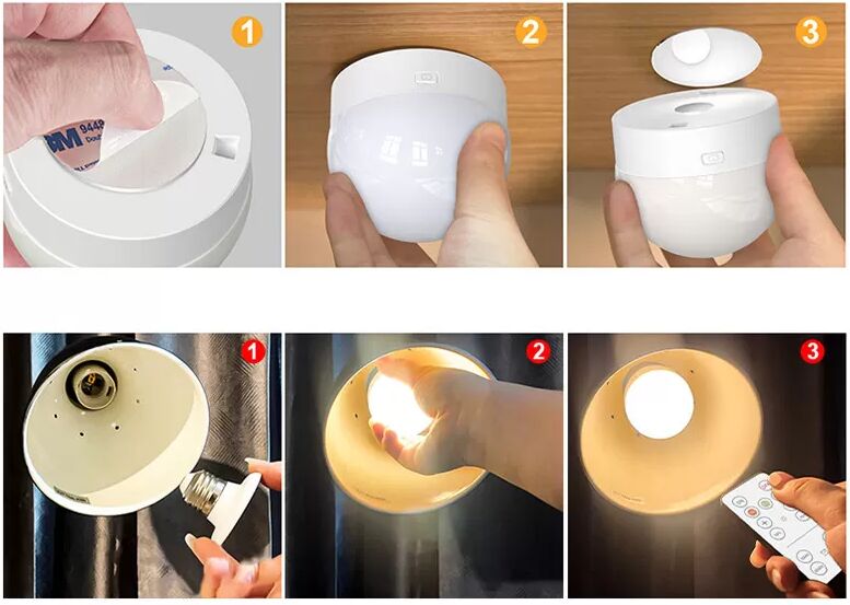 INF Wiederaufladbare LED-Glühlampe mit 3 Farbtemperaturen und Fernbedienung Magnetisch