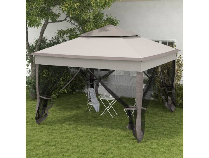 Outsunny Pavillon Pliant avec Parois Latérales Gris 3,25 x 3,25 x 2,7 m
