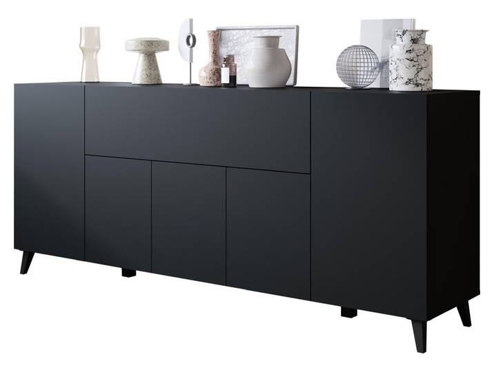 MIRJAN24 Kommode Phuket 180, Kommode mit fünf Drehtüren (Farbe: Schwarzer Graphit)