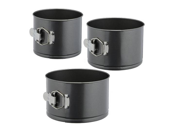 Relaxdays Springform Anthrazit 3er-Set Antihaft, Metall, Rund, 18x11x18 cm, antihaftbeschichtet, Backen & Backzubehör, Backformen, Springformen