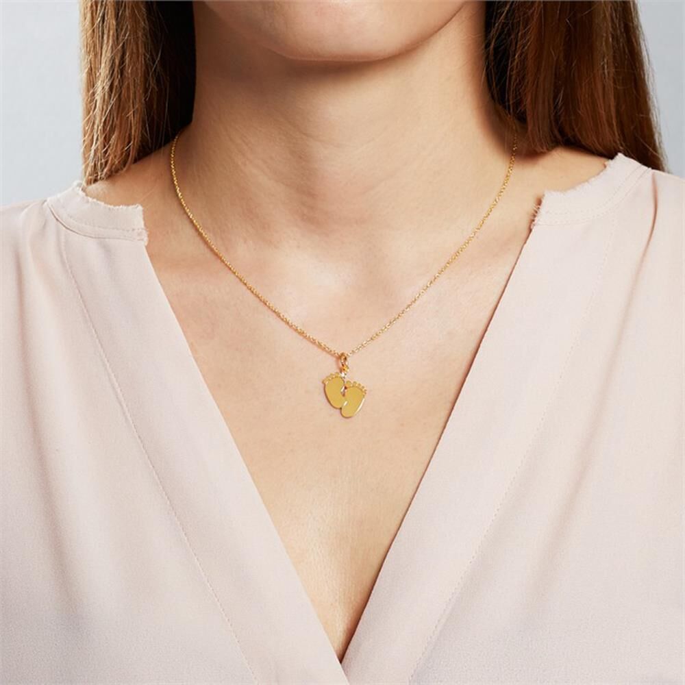 Unique Gravur Anhänger Babyfüße aus vergoldetem Sterlingsilber gold