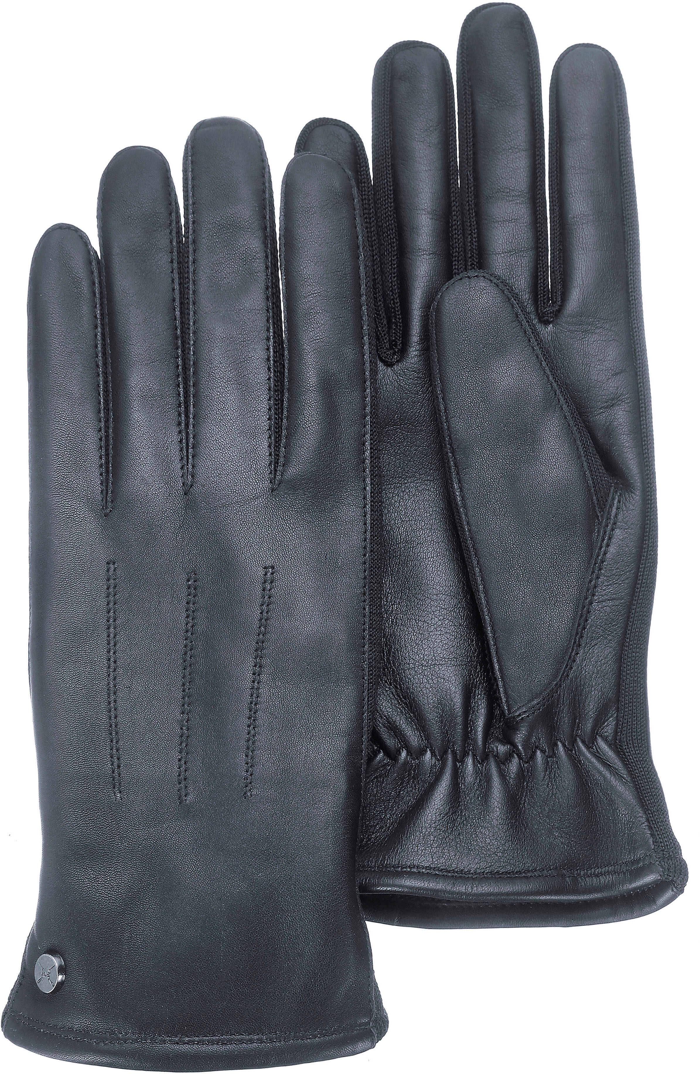 Lederhandschuhe PEARLWOOD "Liz", Damen, Gr. 7.5, schwarz, Schafsleder, unifarben, Handschuhe Lederhandschuhe, Original PEARLWOOD Edelstahlniete schwarz 7.5