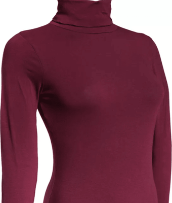 FusionFolio Classic Women Turtleneck Long Sleeve Shirt, Stretchy Basic Layering Top purple m