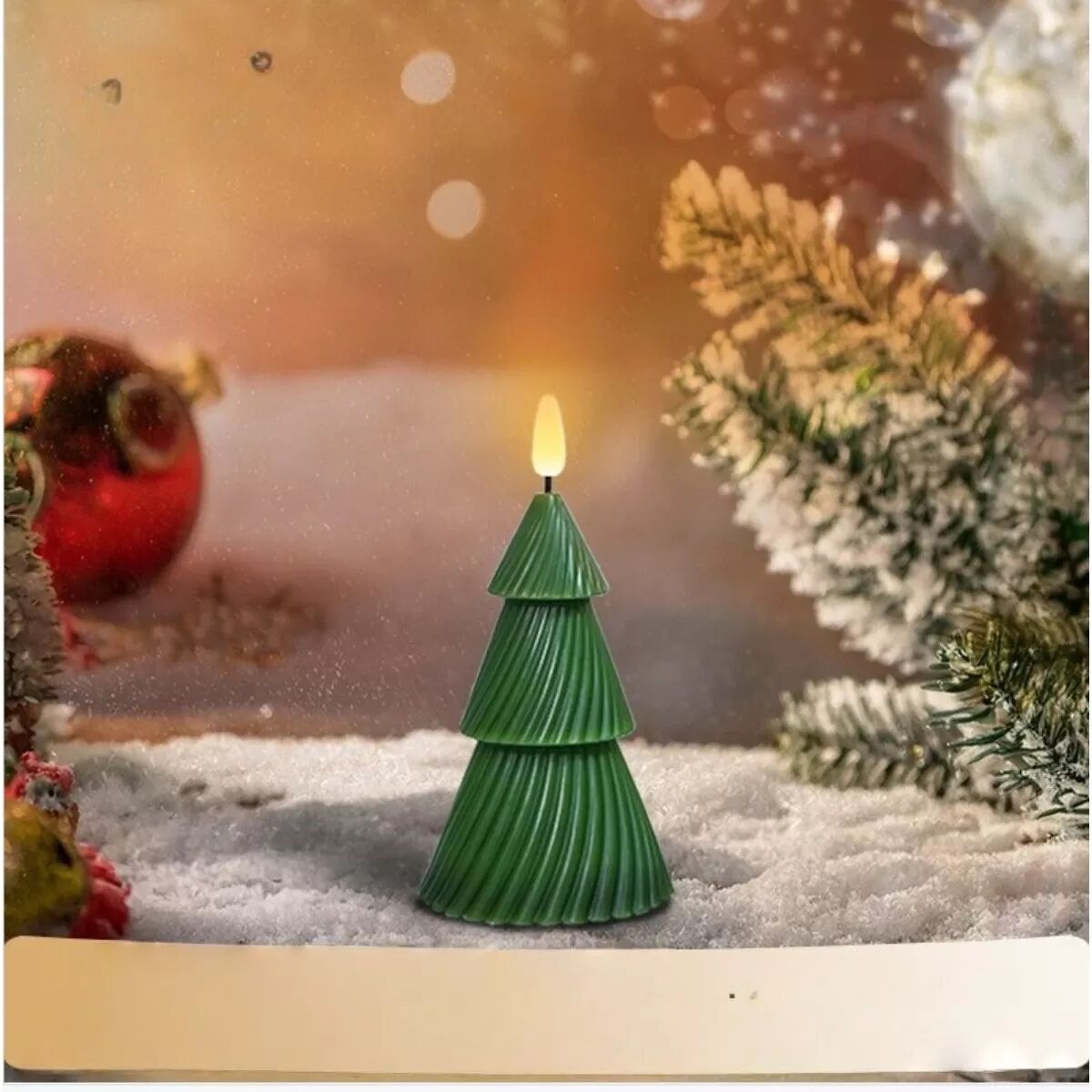 INF Weihnachtsbaum LED Flammenlose Kerze - Festliche Atmosphäre, Sicher & Wiederverwendbar L