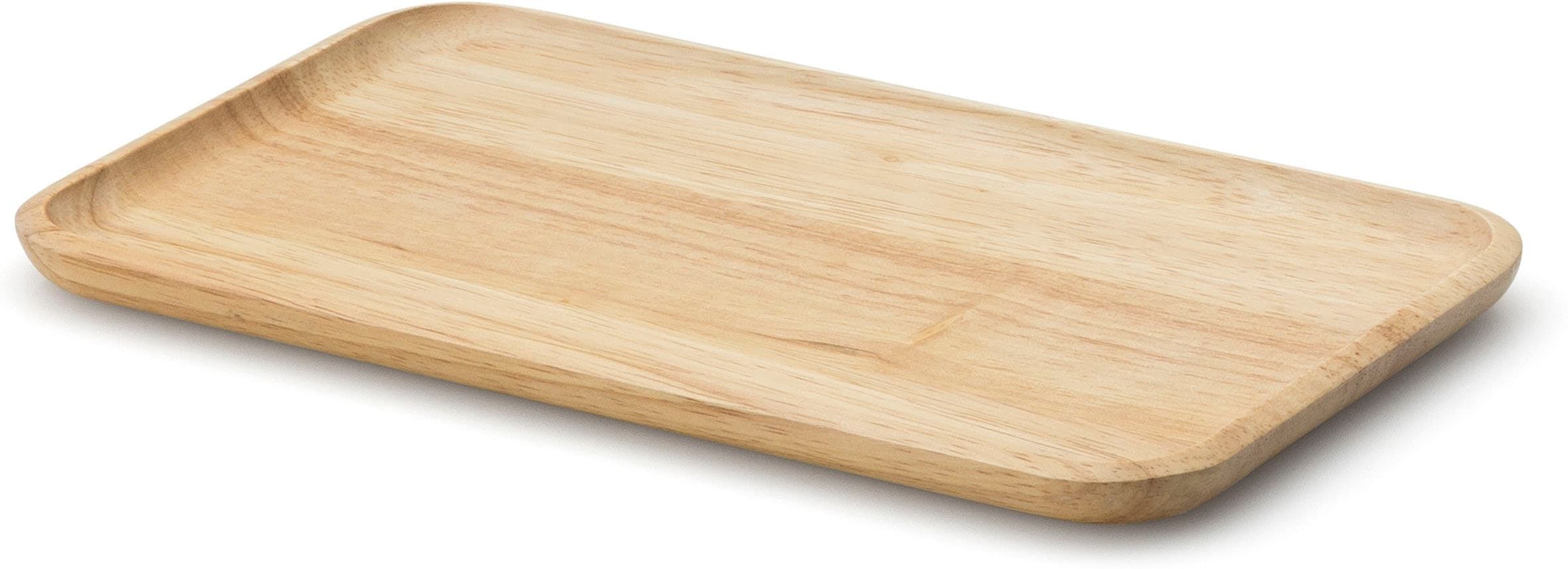 Tablett CONTINENTA "rechteckig, Gummibaum 22x13x1,2cm", braun (holzfarben), B:13cm H:1,2cm L:22cm, Holzwerkstoff, Tabletts, Tablett, rechteckig, Gummibaum 22x13x1,2cm