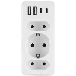 Steckdosenadapter mit 4x USB und 3x 230V Steckdosen 3680W W-72029