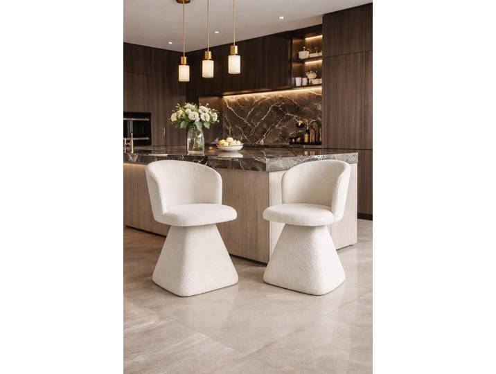 Xlmoebel Esszimmerstuhl Moderne Bouclé-Stühle mit konischer Basis für stilvolles Wohnen (2 St), Made in Europa
