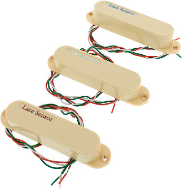 Lace Pickups Sensor Pack Red/Silver/Blue CR Creme mit farbig markierten Logos
