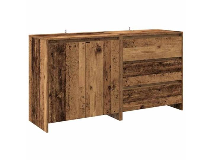 Fisinber 2er Set Sideboard Altholz-Optik Holzwerkstoff Kommode 70cm Vielseitiges Kommoden-Set fürs Wohnzimmer: Kombiniert Schrank mit Türen und Schubladen für geordnete Aufbewahrung.
