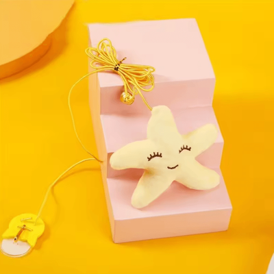 Inspire Curations FlutterFly Interactive Cat Teaser Wand Toy With Feather & Bell starfish