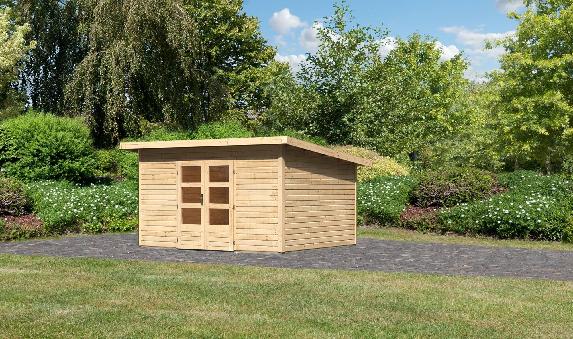 Karibu Gartenhaus Gerätehaus Northeim 4 naturbelassen 369x309x229,5 cm