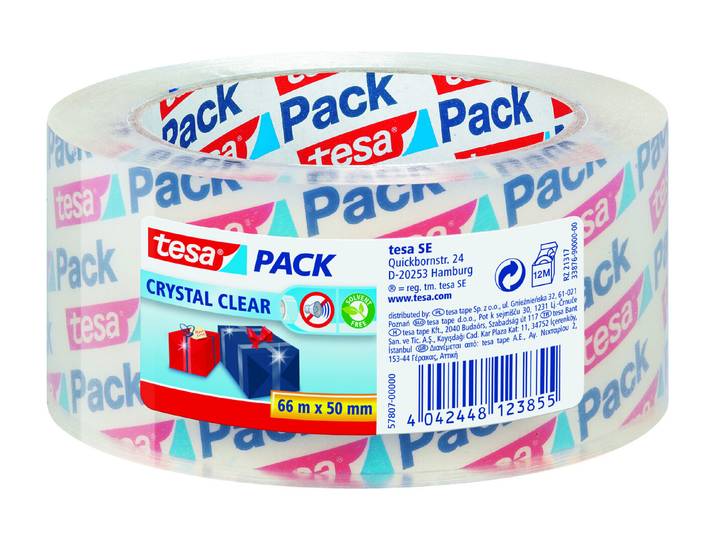 Tesa Paketband Crystal Clear 66 m × 5 cm