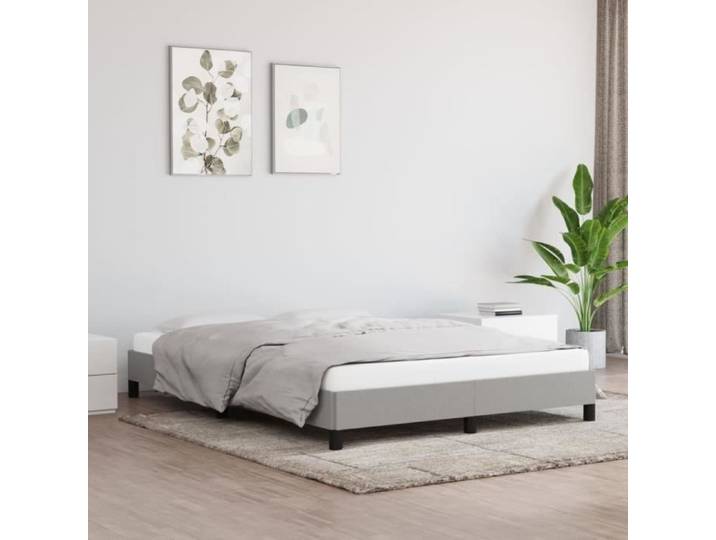 Cadre de lit - FYDUN - YIN - Gris clair - 140x190 cm - Design contemporain