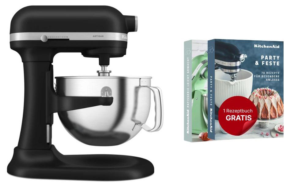 KitchenAid 5KSM60SPXEBM, Standmixer, Schwarz, Schlagen, Kneten, Mixen, 1,1 m, 5,6 l, MATTE BLACK
