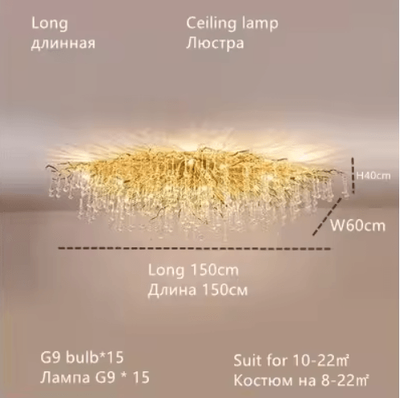 Inspire Picks Nordic Gold K9 Crystal Chandelier Modern Luxury LED Ceiling Light long 150cm gold Body cold White