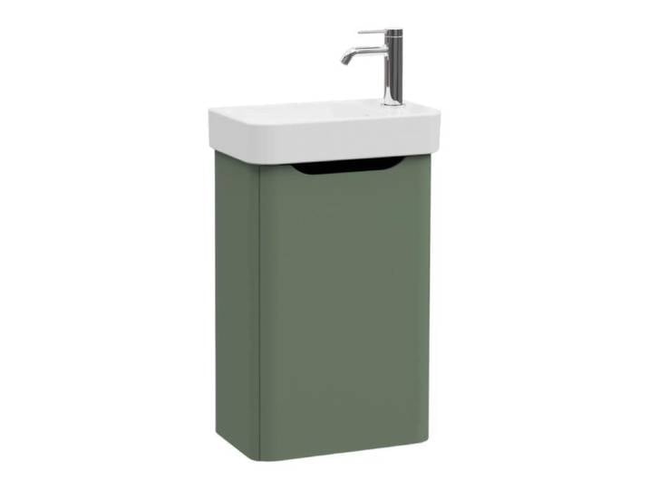 Meuble lave mains VITRA Sento Round vert avec plan vasque céramique 45 cm