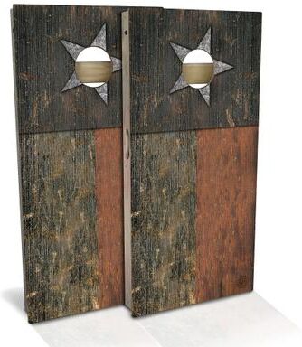 Skip's Garage Texas Flag Rustic Outdoor Cornhole Board Set