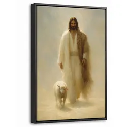 LEINWAND Bilder mit Rahmen - Schaf - Jesus - Pinselstriche - Abstrakt - 20x30