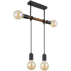 Hängeleuchte Höhenverstellbar Pendelleuchte Esszimmerleuchte Holz, Metall schwarz braun, 4x E27 Fassungen, LxBxH 39x6x100 cm