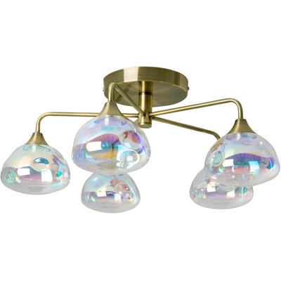 NÄVE LED Deckenleuchte "Varna", grau (messingfarben), 5, Ø 50cm H: 23cm, 1 Stk., Leuchten, 5 flg. irisierendes Glas incl. LEDs warmweiß Gestell messing, LED Deckenleuchte