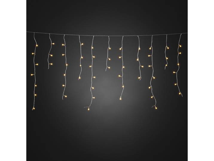Konstsmide - LED Eisregen Lichtervorhang, mit weißen Globes, 200 bernsteinfarbene Diode, 24V Außentrafo, transparentes Kabel - 3672-803