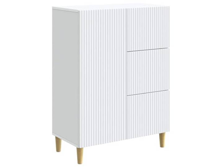 KPOTUERTU Sideboard Weiß 66 x 34,5 x 90 cm Holzwerkstoff Vintage-Look, Retro-Beine, viel Stauraum, Fächer und Schubladen, einfache Pflege