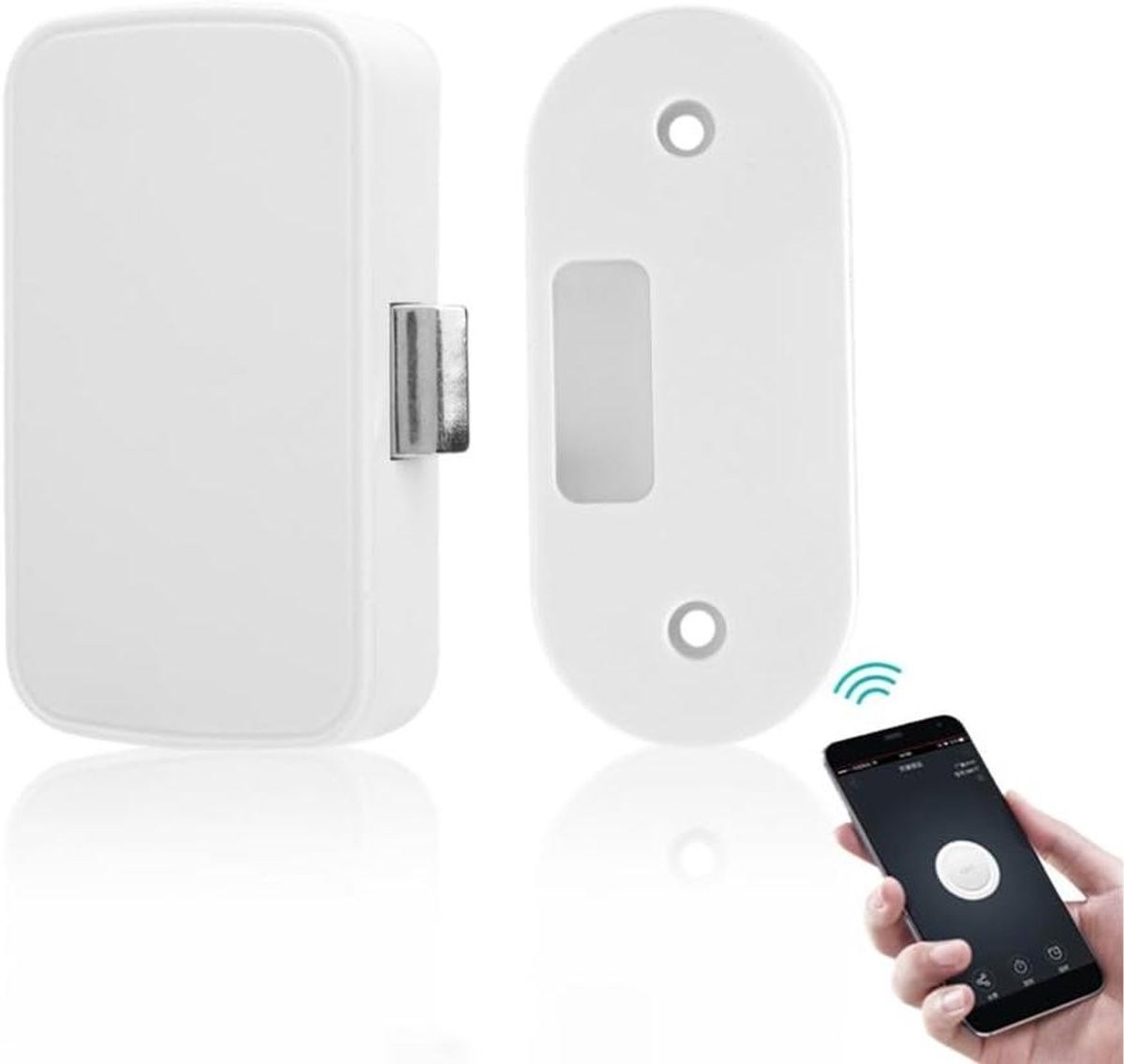 Slim Kastslot Wit - Sleutelloos Slot met App Ontgrendeling en Verborgen Installatie - 10m Bereik