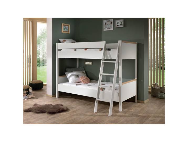 Vipack Etagenbett, Weiß, Kiefer, Höhe ca. 20 cm, seitenverkehrt montierbar, 90x200 cm, Kinderzimmer & Jugendzimmer, Kindermöbel, Kinderbetten, Etagenbetten