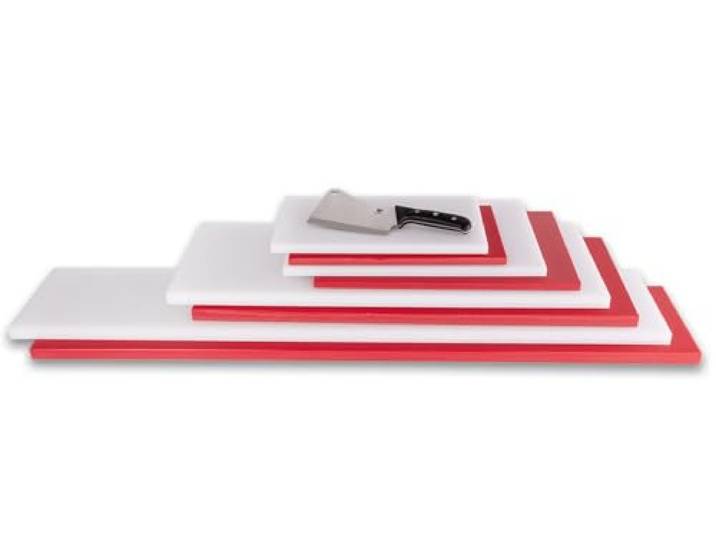 Beeketal Profi Schneidebrett Kunststoff (LDPE), Rutschfest & Messerschonend, Robustes Gastro Küchenbrett, Lebensmittelecht, Verschiedene Größen & Farben (Rot/Weiß) (Weiß, 100x40)