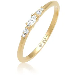 Verlobungsring ELLI "Zirkonia Marquise Elegant Verlobung 925 Silber" Gr. 58, gold, Fingerringe, Damen, 58mm, Silber 925 (Sterlingsilber), Verlobungsring