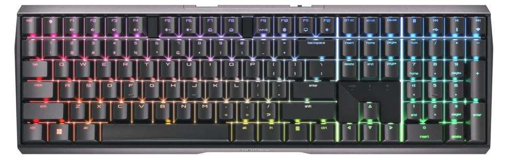 CHERRY MX 3.0S Wireless RGB, Kabellos, RF Wireless + Bluetooth, Mechanischer Switch, QWERTY, RGB-LED, Schwarz