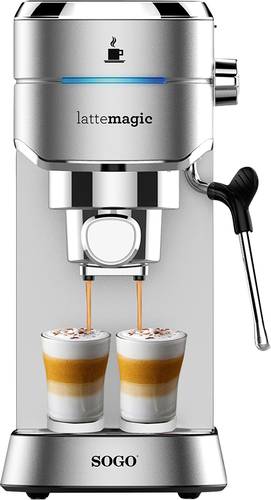 SOGO Human Technology CAF-SS-7600 Espressomaschine Silber 1450W mit Milchaufschäumdüse