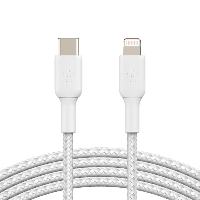 Belkin BoostCharge geflochtenes 2 m USB-C/Lightning-Kabel, weiß CAA004BT2MWH