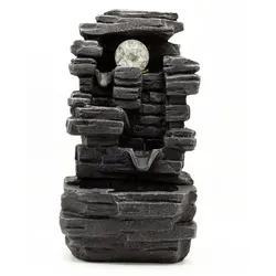 Tabletop Water Feature - 35cm - Slab Rocks Formation & Crystal Ball
