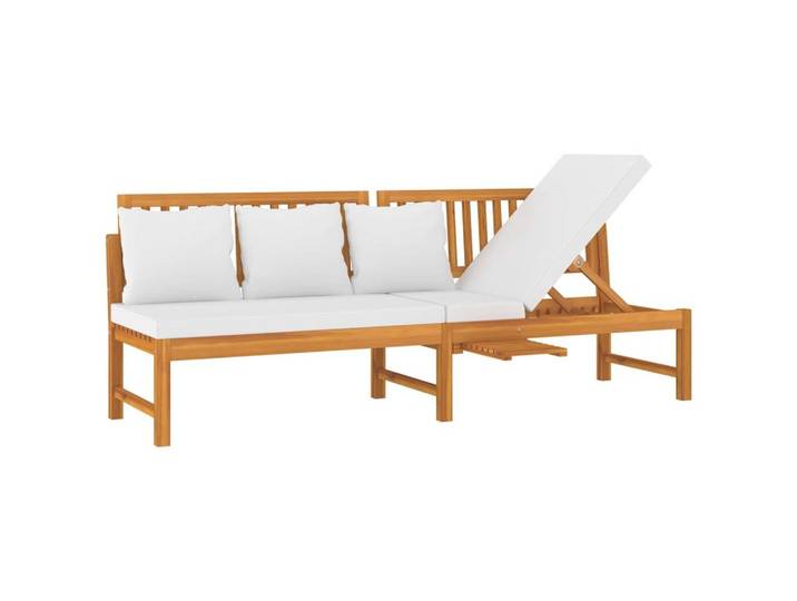 vidaXL Bett Tagesbett mit Cremeweißen Kissen 200x60x75 cm Massivholz