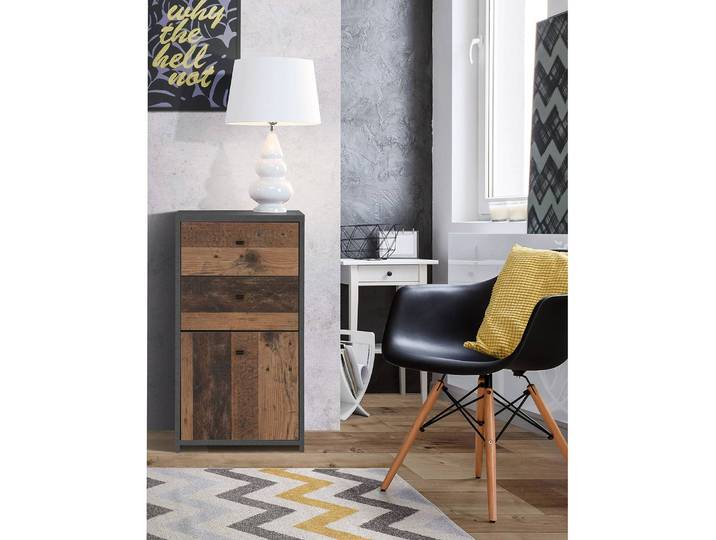 Buffet Rison I 40 x 77 x 30cm Marron/Gris/Gris foncé/Imitation bois ancien