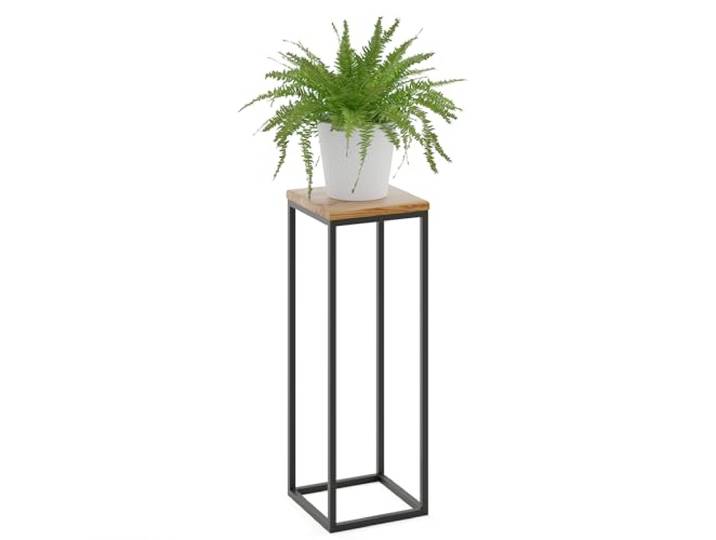 LAMO Manufaktur 70 cm Support Plantes Piédéstal pour Plantes Porte-plantes Interieur Cadre Noir Plateau 100% Bois Massif Couleur: Foncé