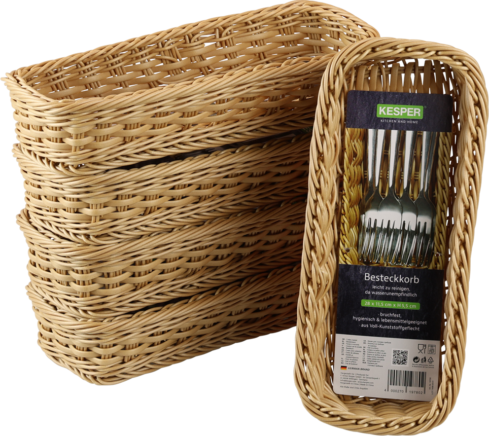 Besteckkorb KESPER "Brotkorb", braun, H:5,5cm L:28cm T:11,5cm, Kunststoff, Besteckkörbe, Besteckkorb, Spülmaschinengeeignet