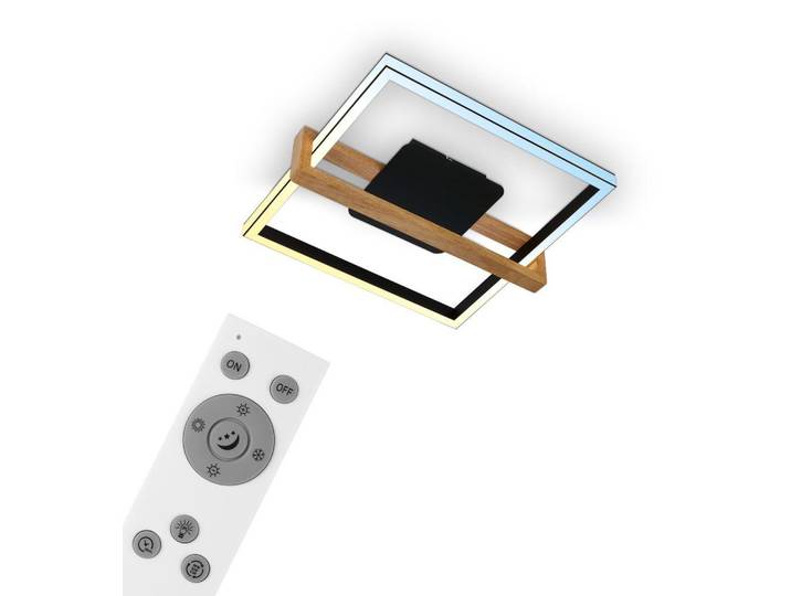 CCT LED Deckenleuchte, schwarz, mit Holz, LED/40W