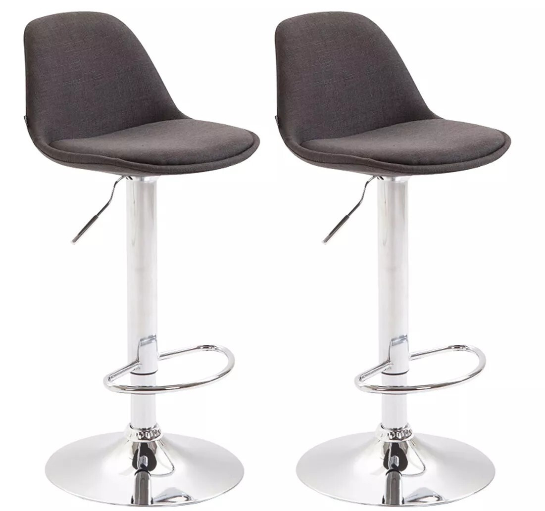 And OutdoorMatch Luxe barkruk Simone Set van 2 – Bruin – Chroom – Met rugleuning en voetsteun