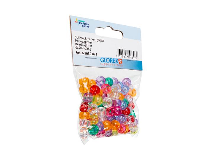 Glorex Schmuckperlen Glitter-Mix 6 × 9 mm 25 Stück