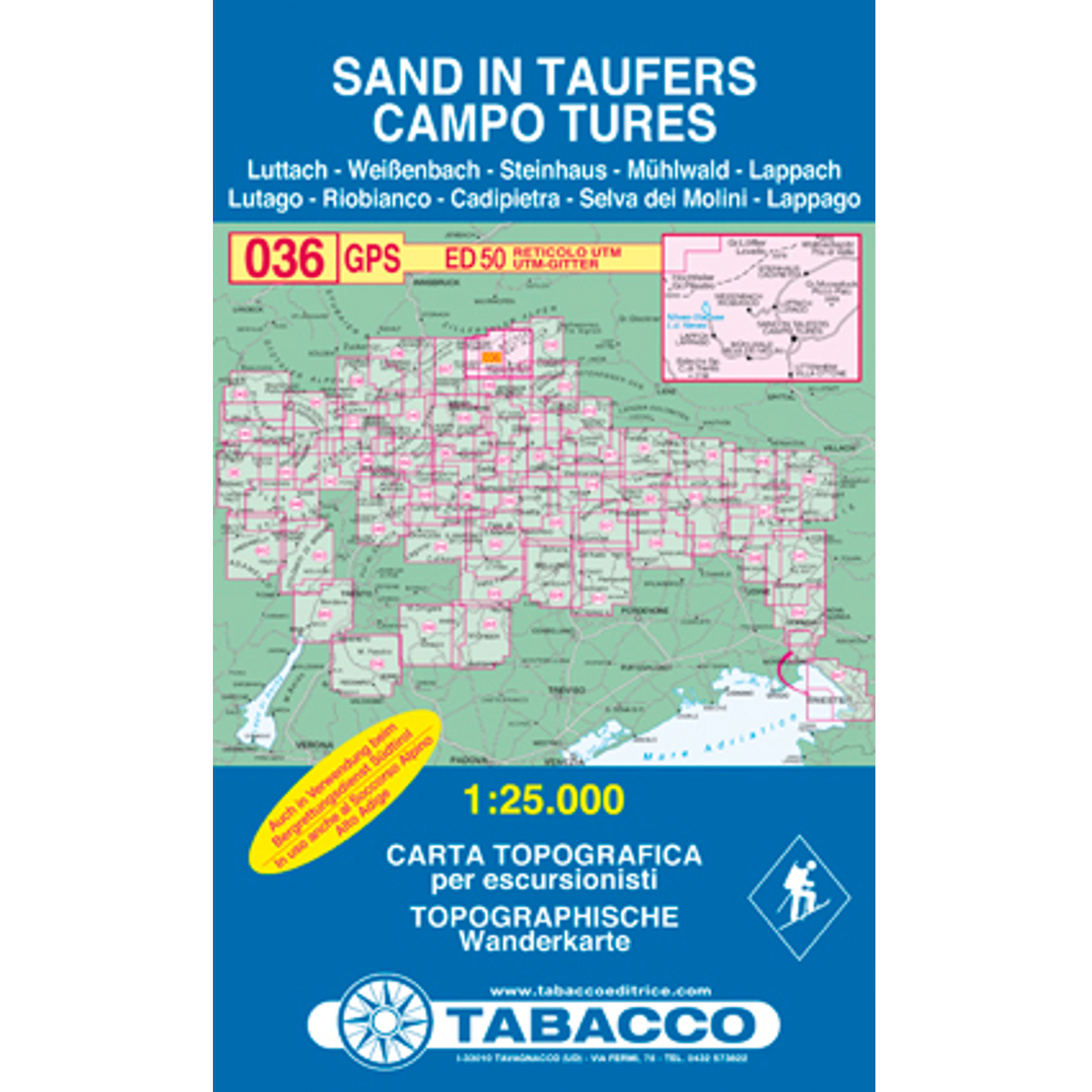 Tabacco Sand in Taufers 036 Wanderkarte Topografische Karten