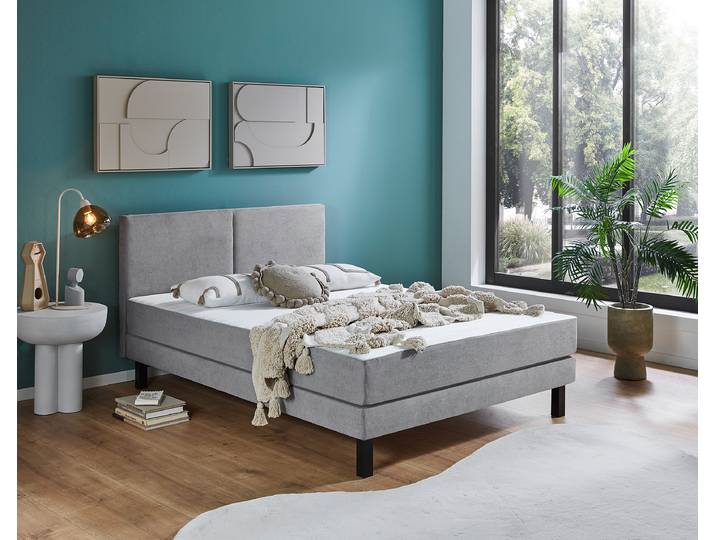 Boxspringbett 140 x 200cm Microfaser Silber