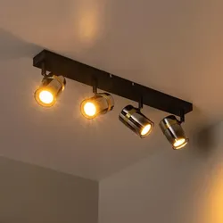 Lucide Deckenleuchte Upton 4-flammig aus Rauchglas dreh- und schwenkbar für 4 x GU10 Leuchtmittel