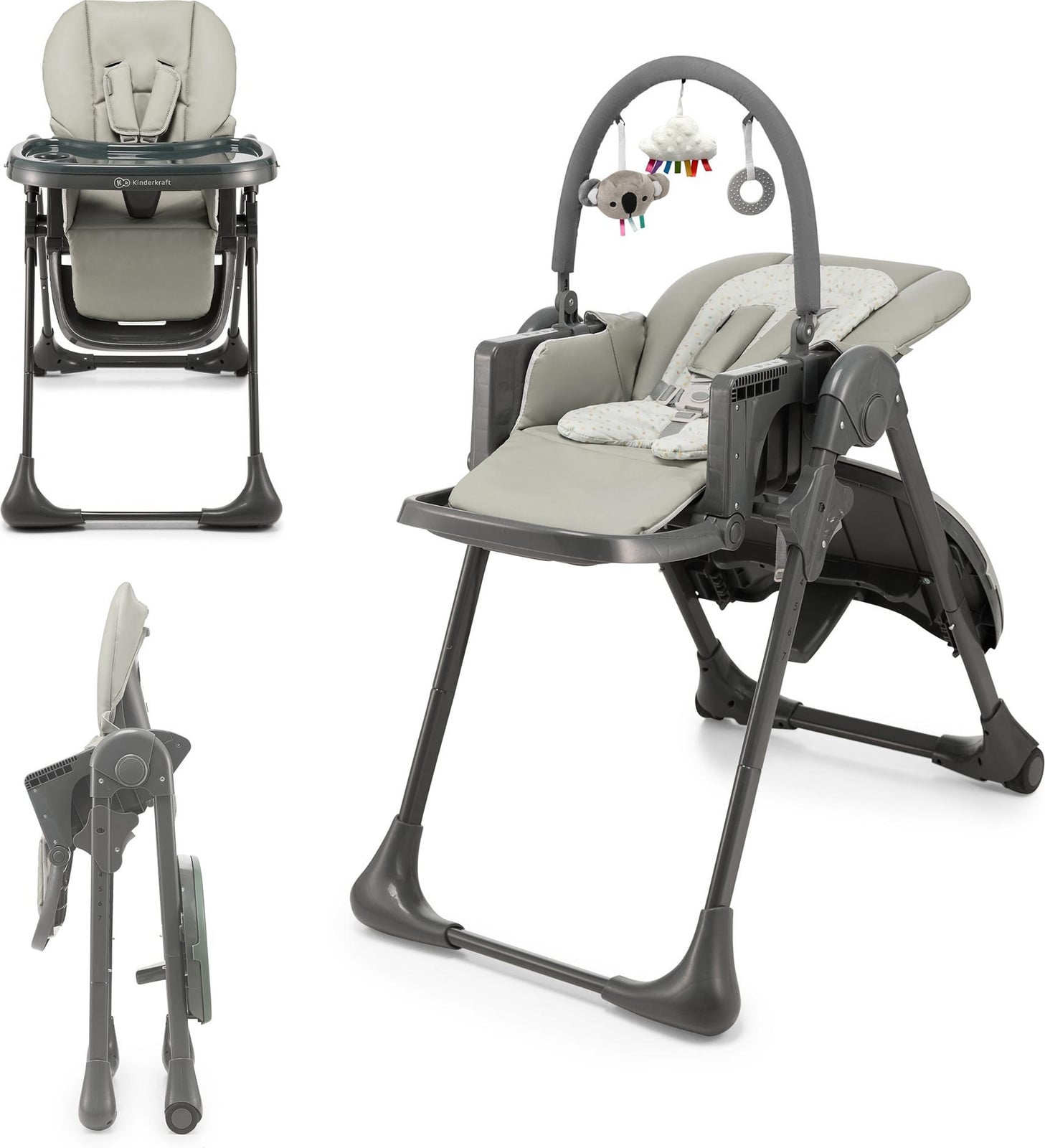 Kinderkraft TUMMIE 2-in-1 voederstoel - grijs