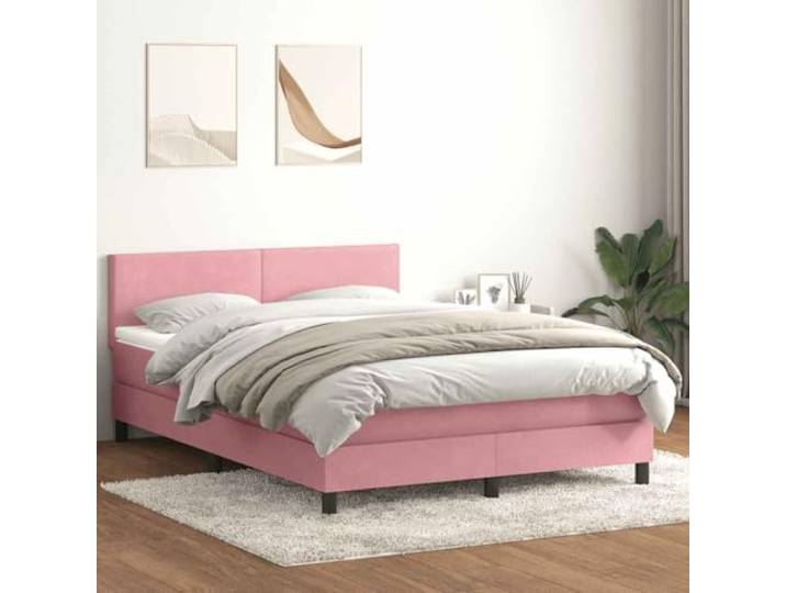 RJPLMFV Lattenrost, Velours, Rosa, 160 x 210 cm, mit Matratze Taschenfedern, verstellbarer Kopf, abnehmbarer Matratzenauflage, Premium-Komfort