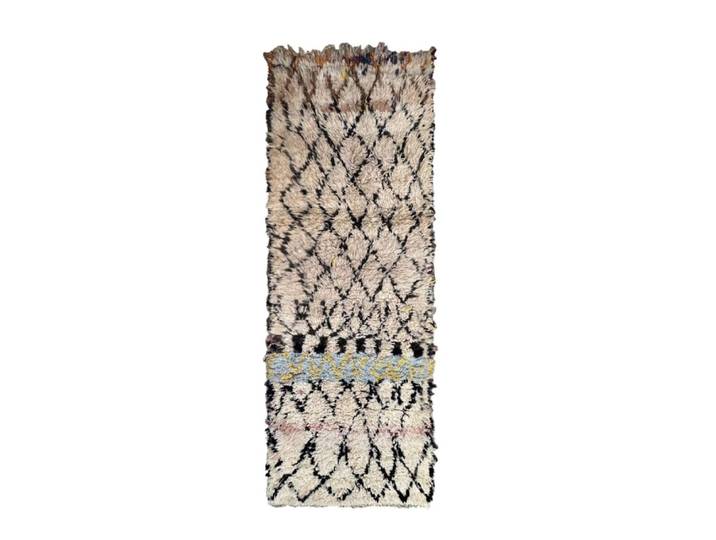 Tapis de couloir berbere marocain pure laine beige 89 x 247 cm