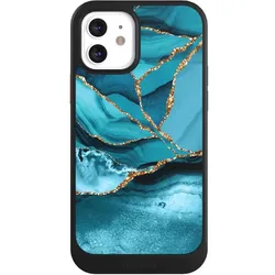 Nivocase Hülle für Apple iPhone 12 Handyhülle NIVOcore Case Schwarz Edelstein Glitzer Look Marmor (Apple iPhone 12), Smartphone Hülle, Schwarz
