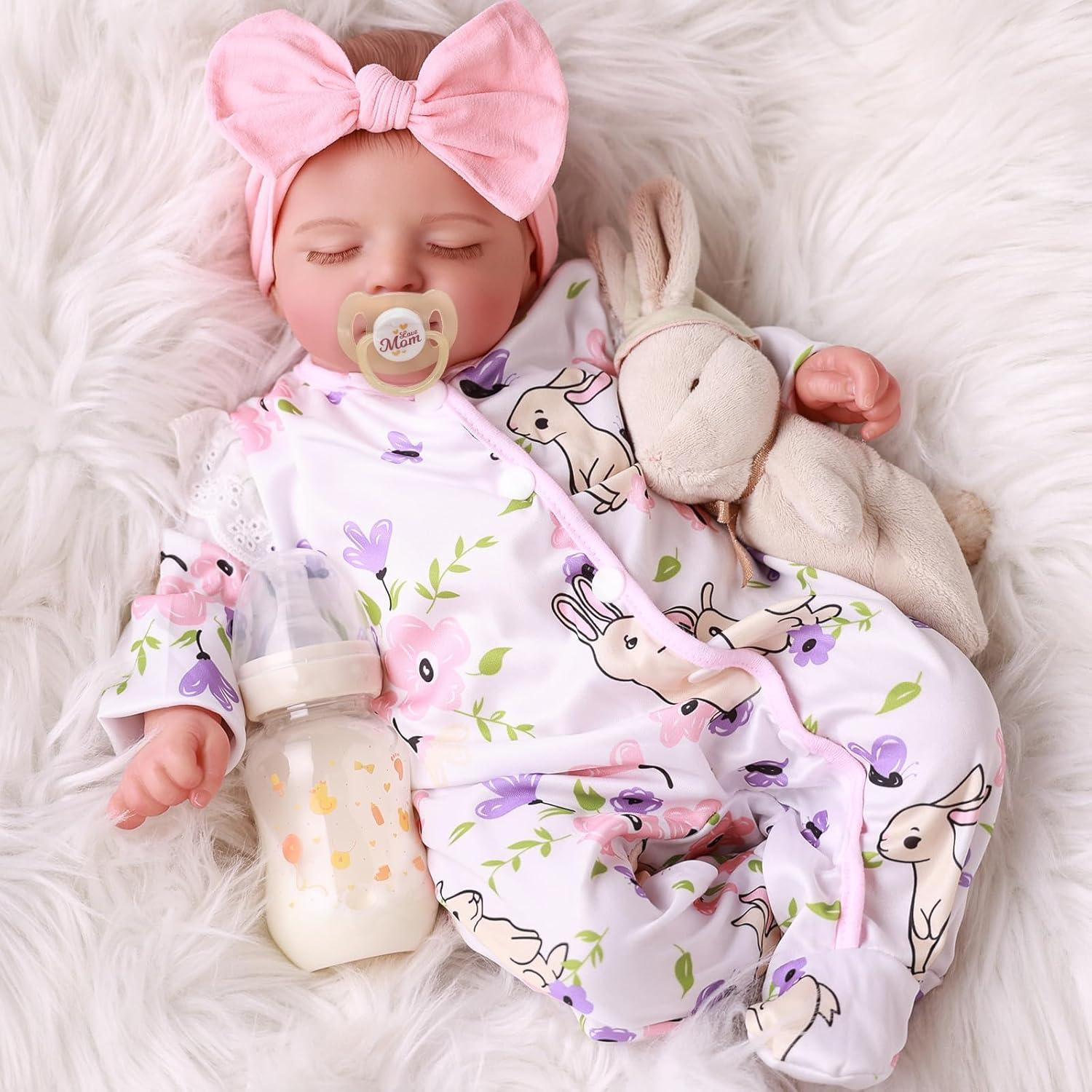 Merkloze Reborn pop 20 inch, slapende baby pop inclusief kleding voor kinderen