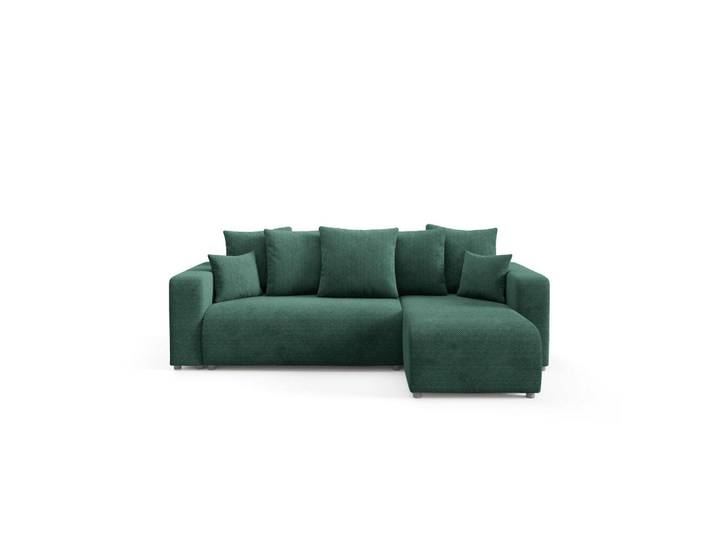 Furnisell Ecksofa mit Schlaffunktion Grün, seitenverkehrt montierbar, 247x145 cm, Wohnzimmer, Sofas & Couches, Wohnlandschaften, Ecksofas
